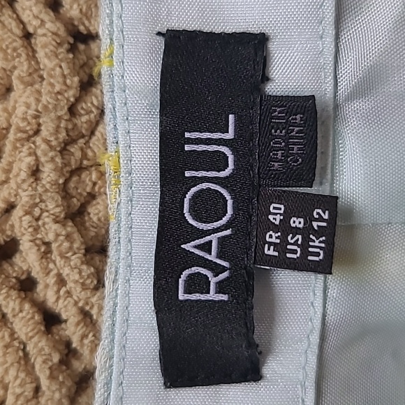 Raoul Cotton Blend Blue, Yellow, & Metallic Silver Printed Pants - Size 8 - Picture 5 of 7